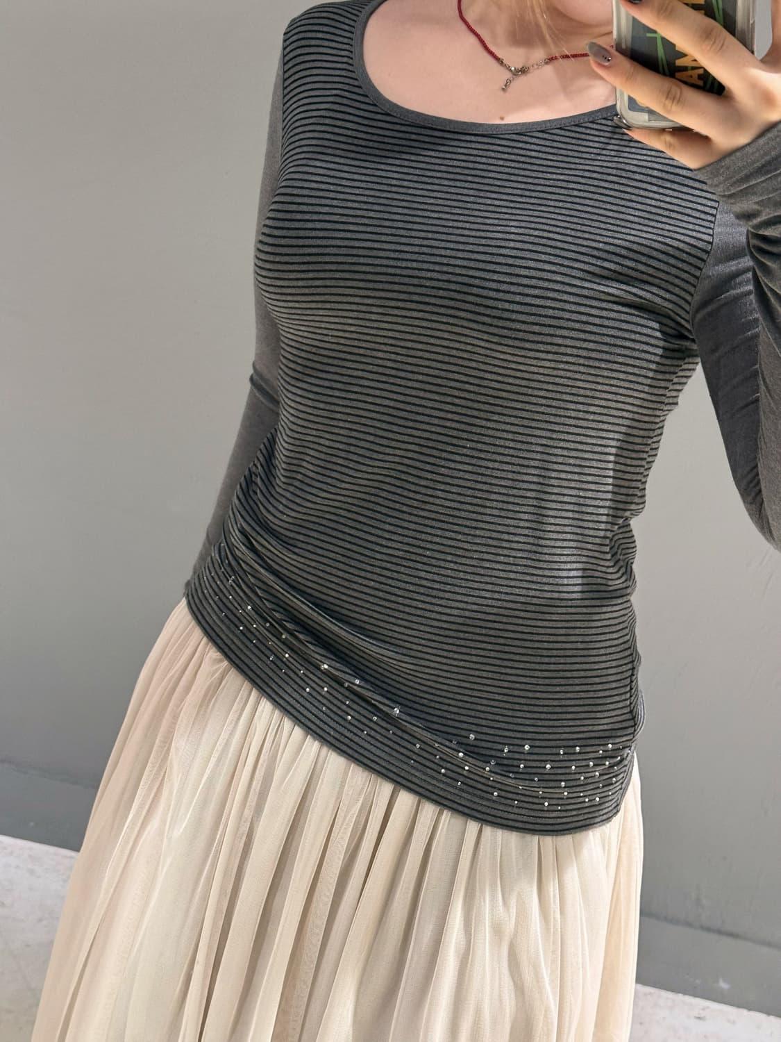 stripe pattern cubic point long sleeve 상품이미지3