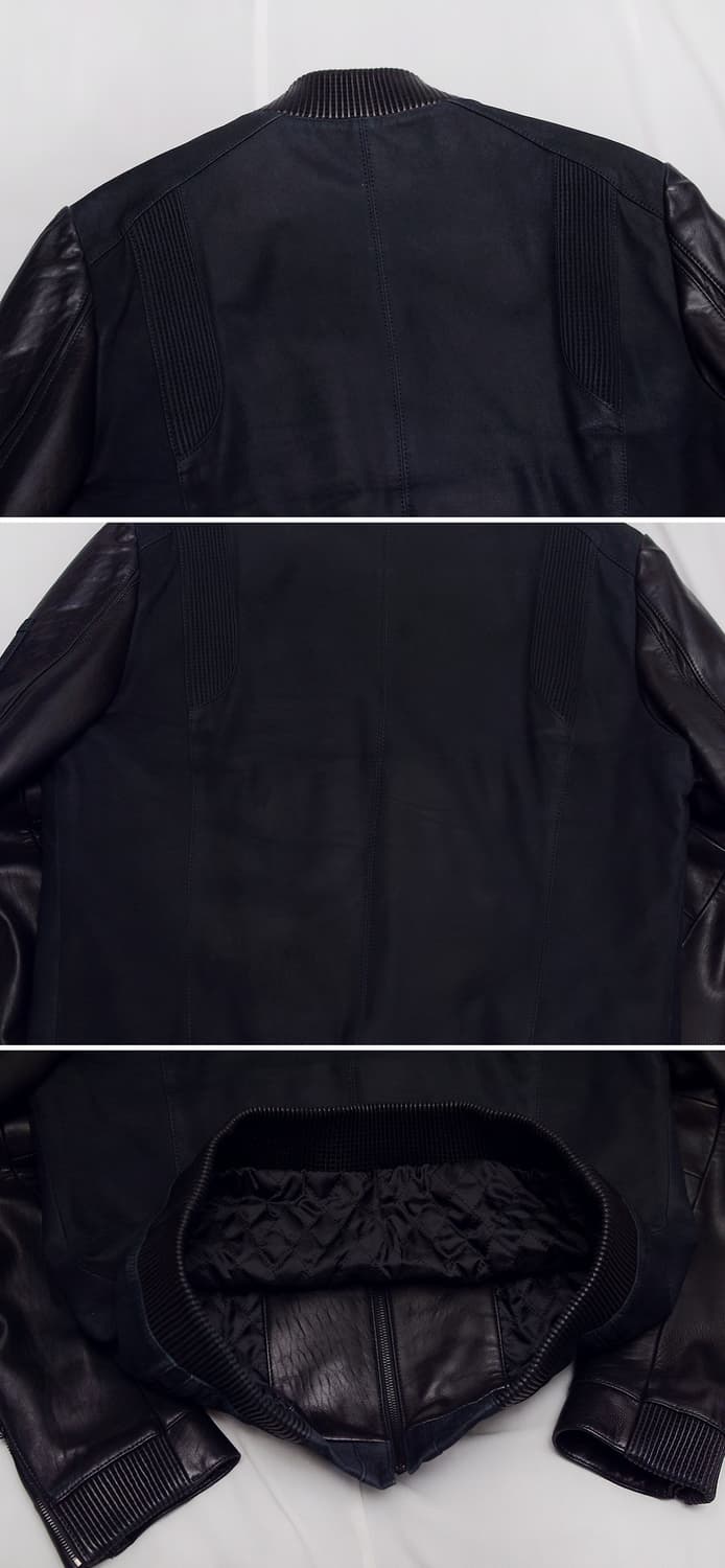 고트스킨 스웨이드 레더 믹스 천연가죽 스태디움 봄버 자켓 (100) 상품이미지5