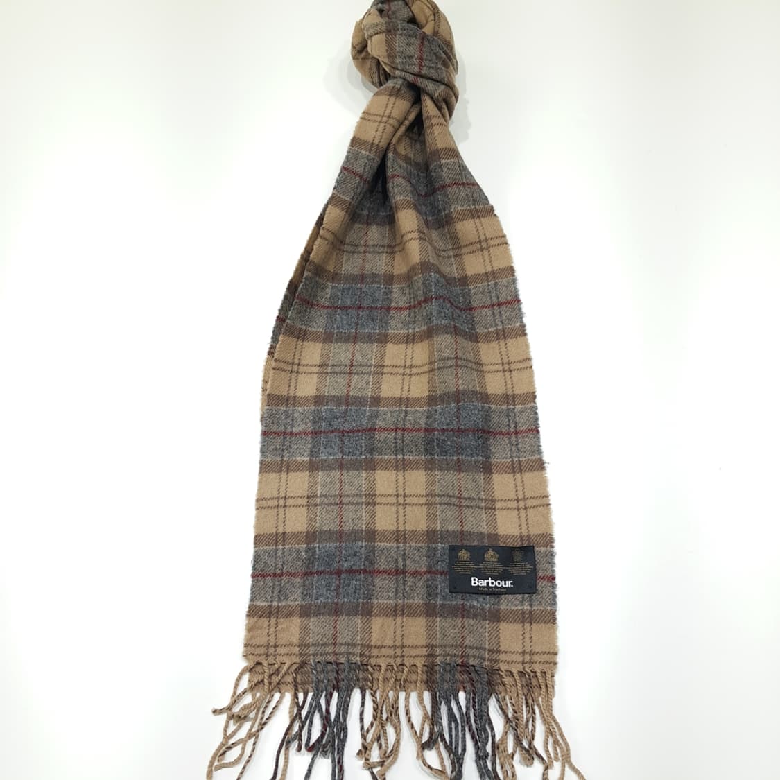 MX620 바버 90s 스코틀랜드판 램스울 클래식타탄 베이지 머플러 목 상품이미지1