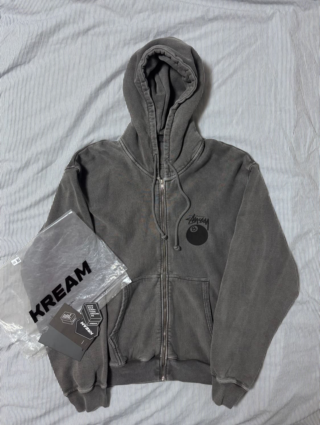 (새상품급) 스투시 8볼 피그먼트 다이드 집 후드 블랙 XL 상품이미지1