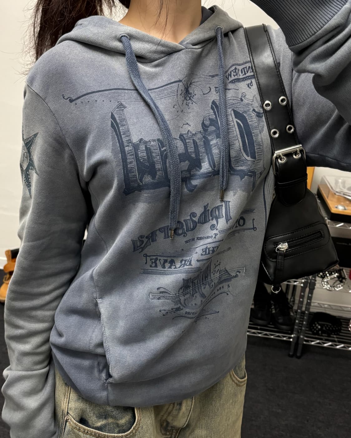 디젤 00s 그런지 그래픽 워싱 후드티 상품이미지2