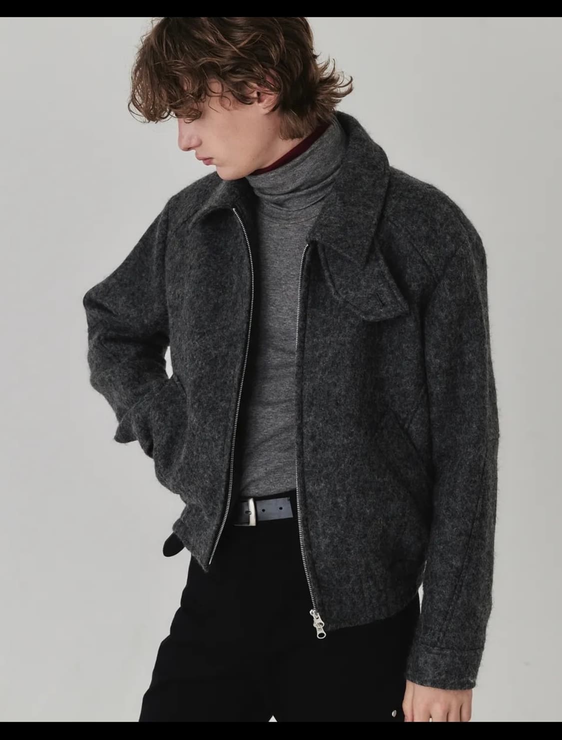 [키네토] 미스티 브러쉬 울 자켓_스모크 챠콜 상품이미지1