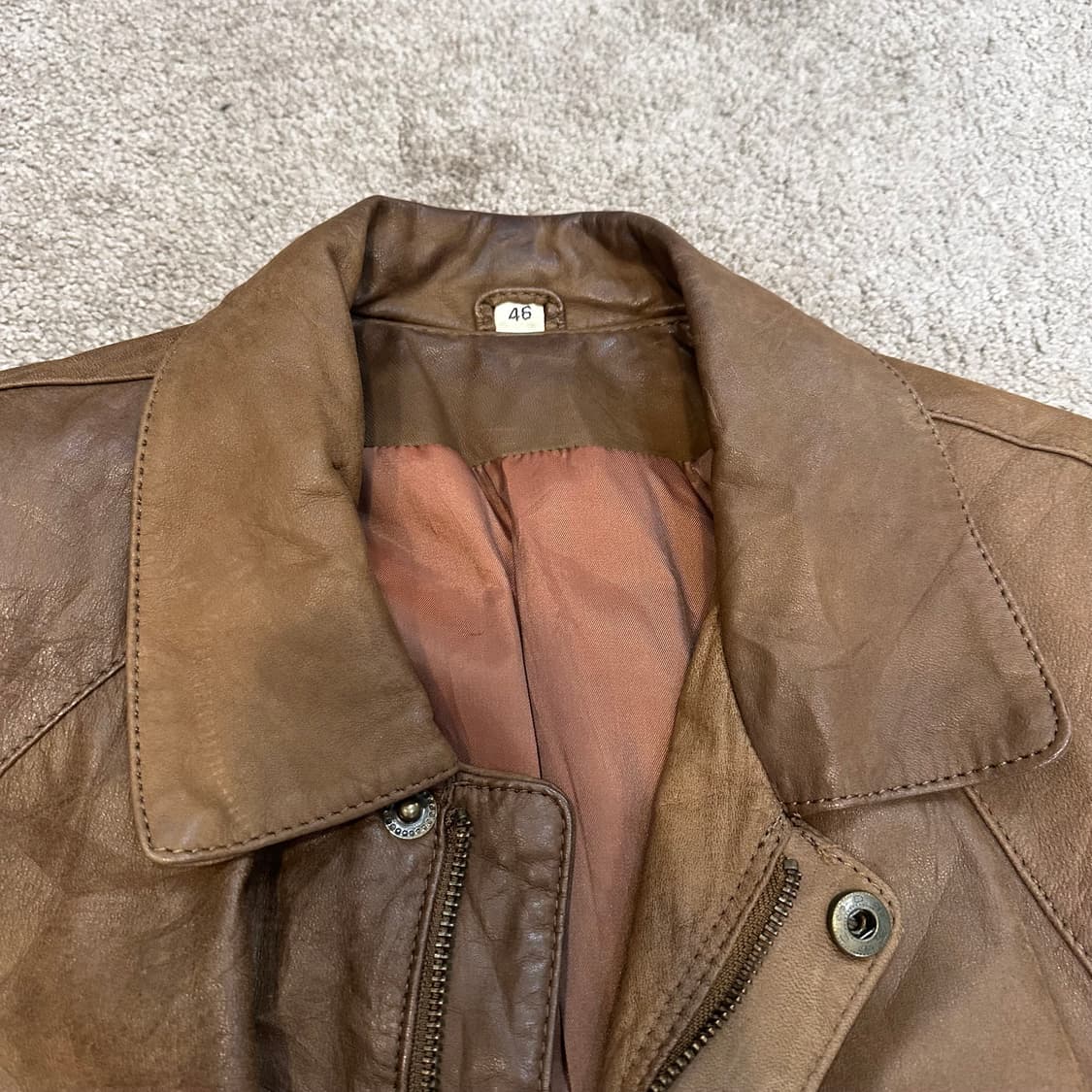 빈티지 브라운 양가죽 A-2 봄버 자켓L 상품이미지4
