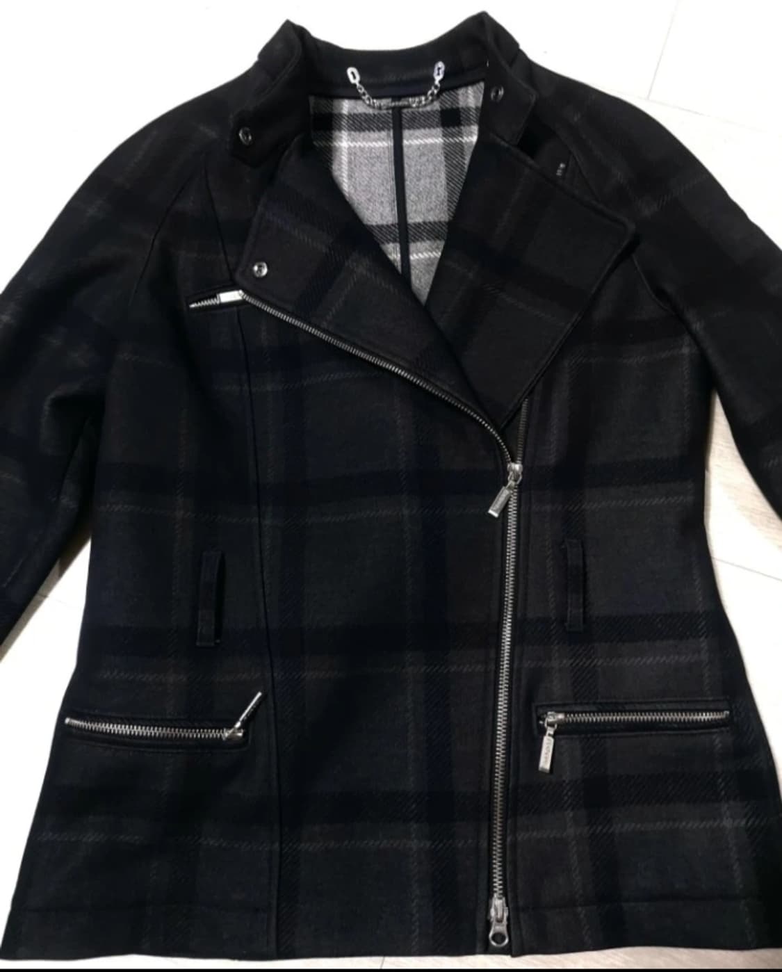 신품급 바버 인터내셔널 체크 라이더 자켓 상품이미지1