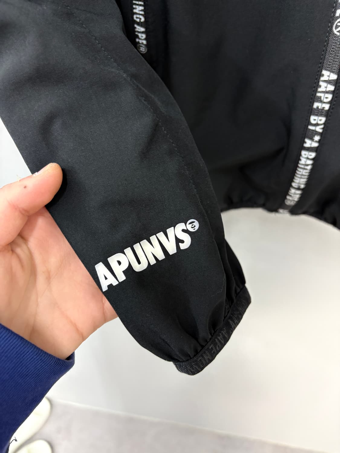 에이프 X 원피스 블랙 나일론 후드집업 바람막이 자켓 A3810 상품이미지6