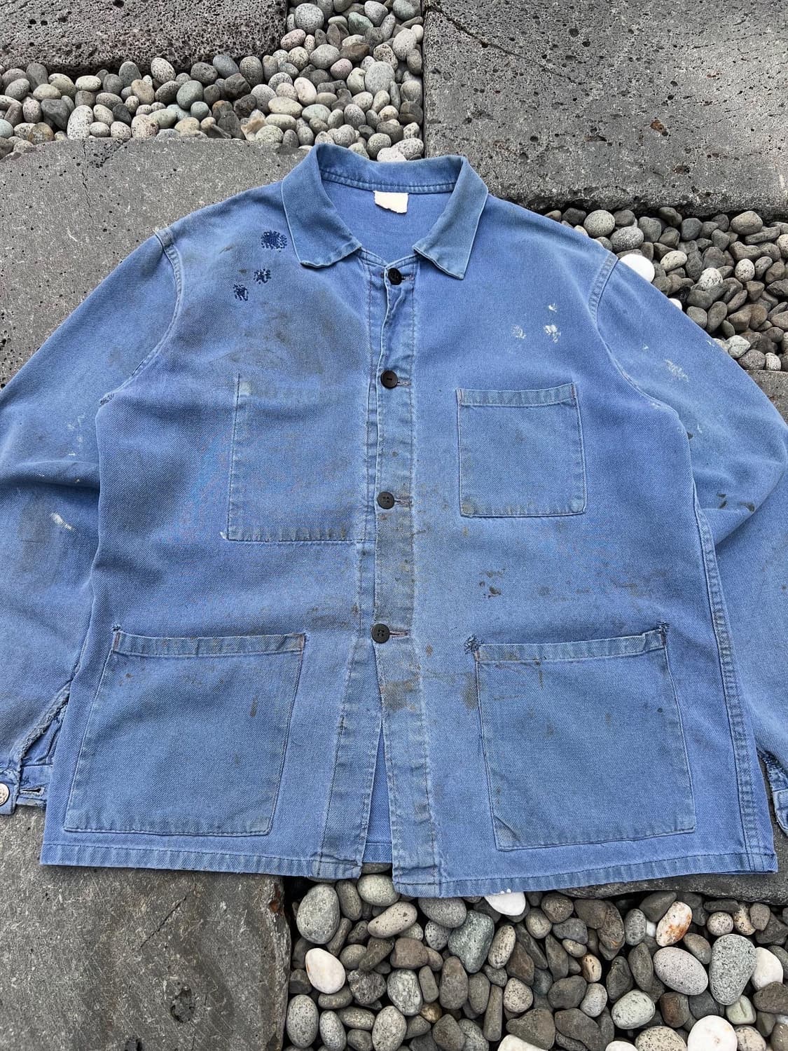 WASHING BLUE FADED DIRTY OLD 빈티지프렌치워크자켓 상품이미지3
