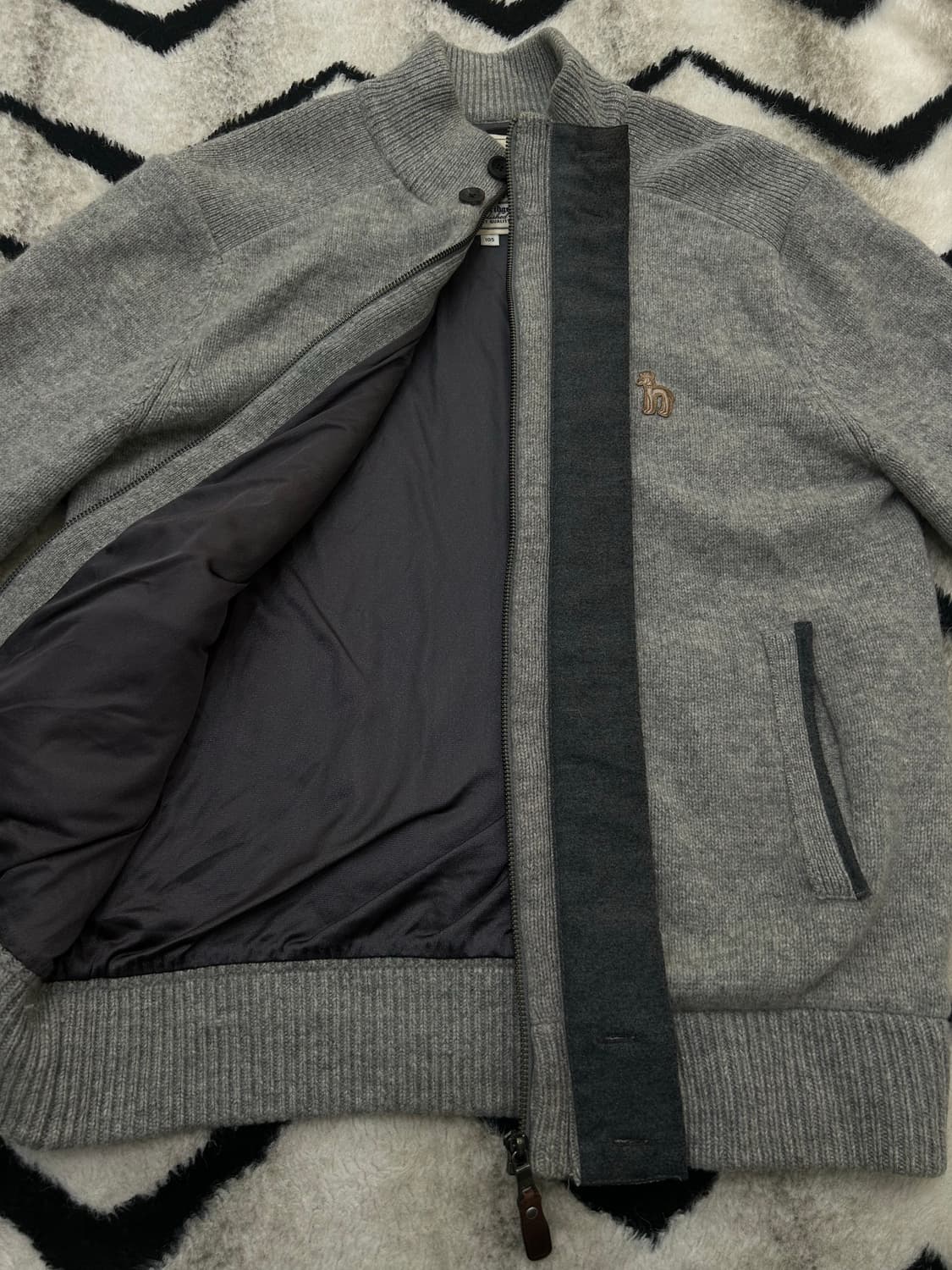 [XL]헤지스니트집업 방풍 자켓/그레이 상품이미지4