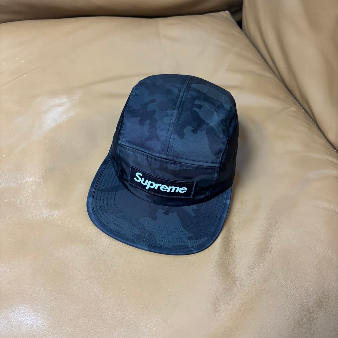 슈프림 캠프캡 모자 박스로고 나일론 카모 블랙 상품이미지1