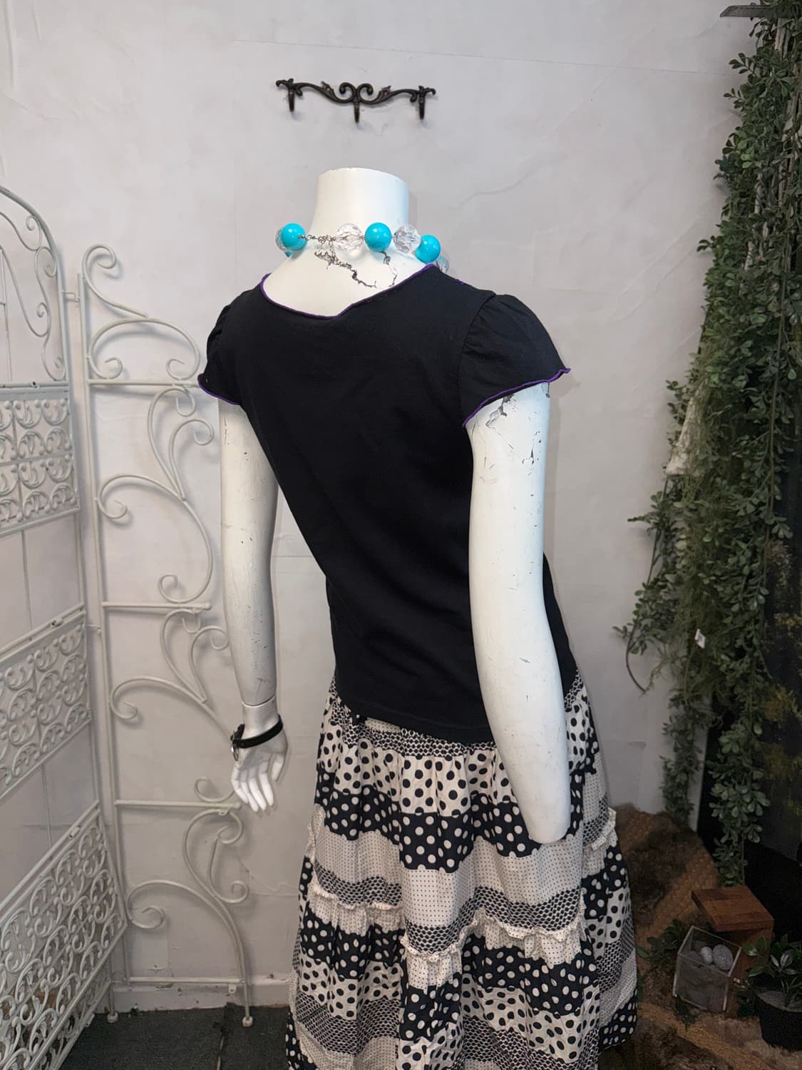 Anna Sui black purple kitsch tie half t  상품이미지10