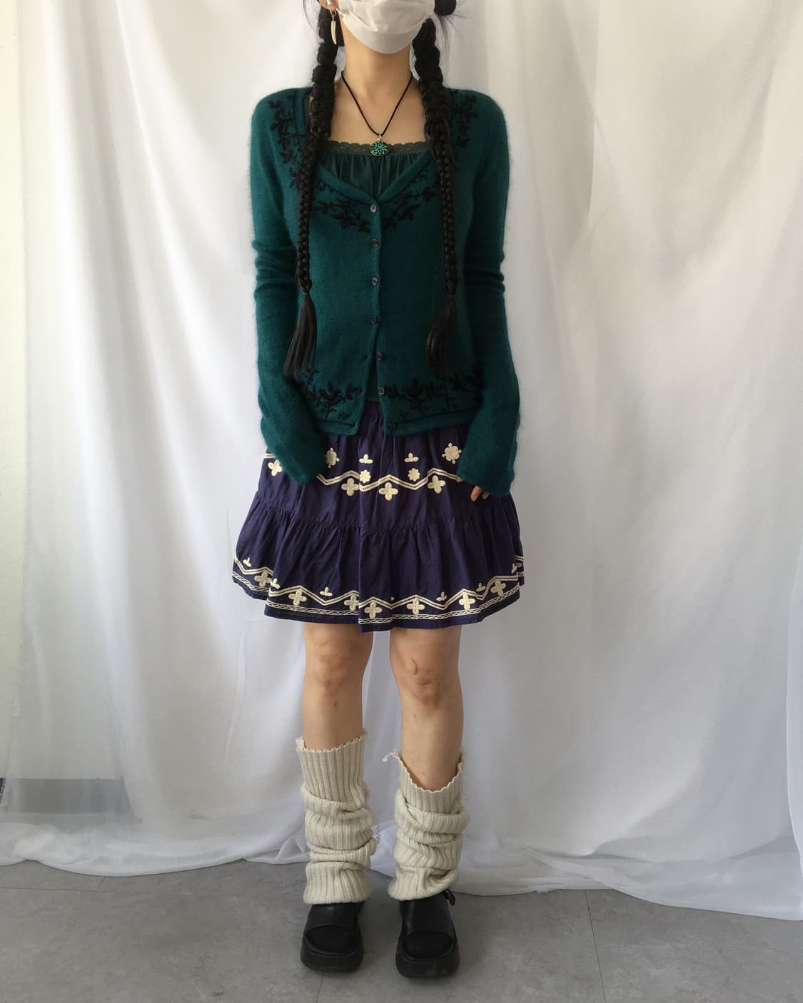 Embroidery point woolen knit cardigan 상품이미지6