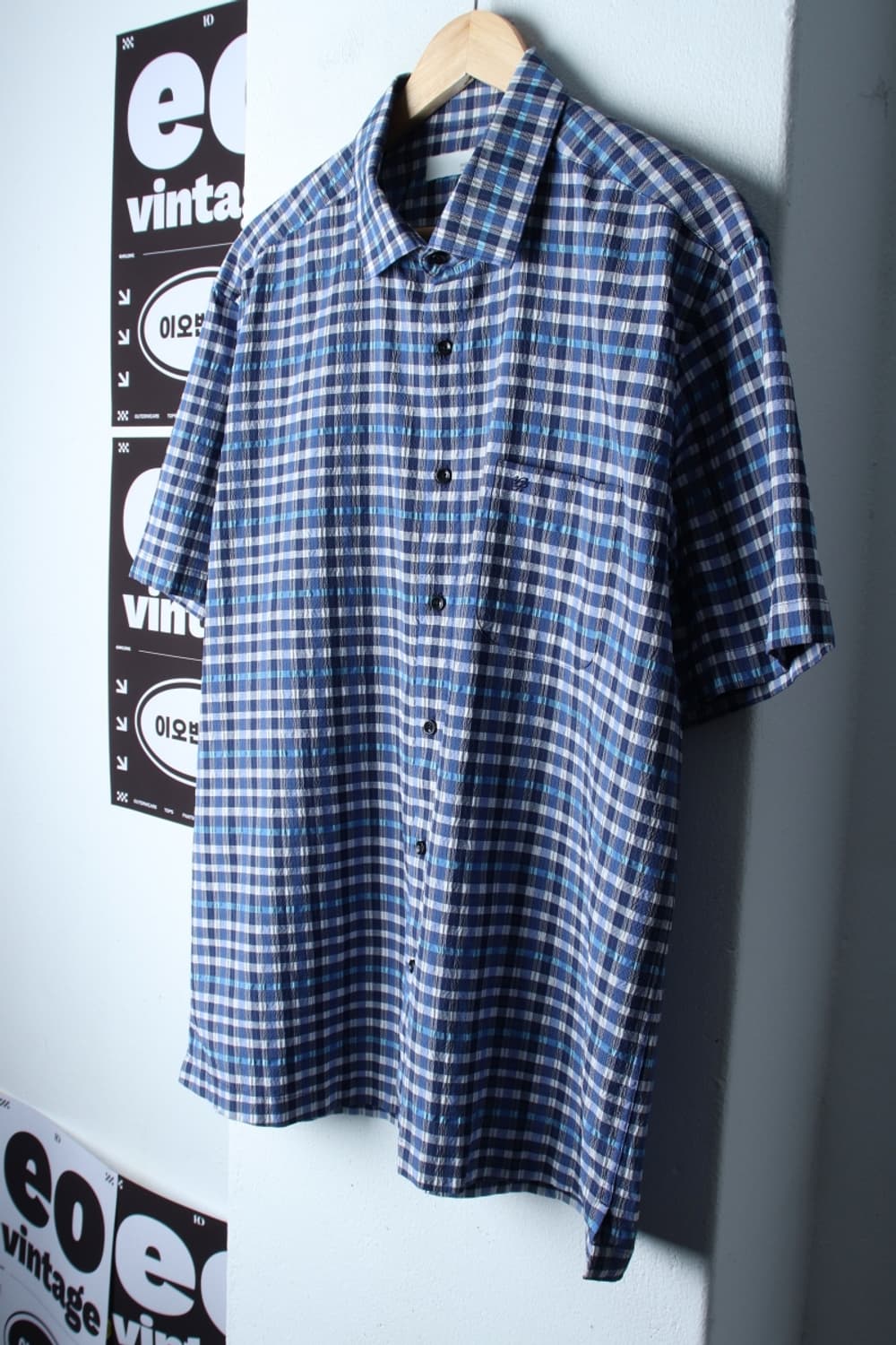 (2XL) 에르본 반팔 카라 티셔츠 셔츠 남방 빅사이즈 체크-H32209 상품이미지1
