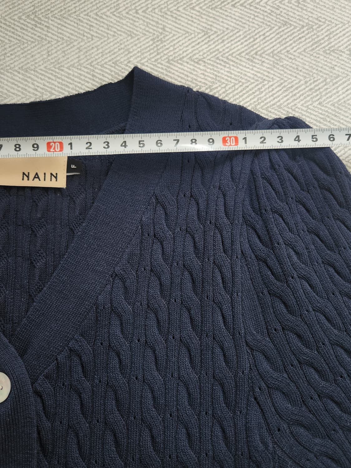 [F] 나인 NAIN 플레어 니트 반팔 원피스 네이비 상품이미지8