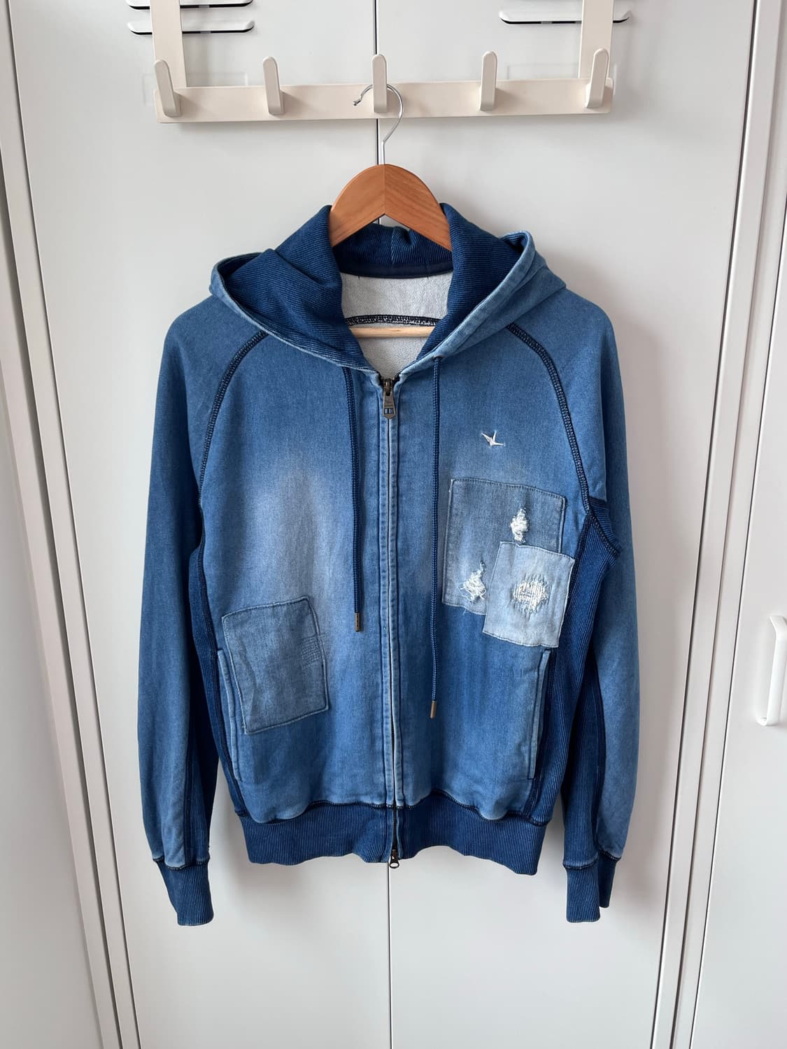 Vintage 데미지 패치 데님 후드집업  상품이미지8