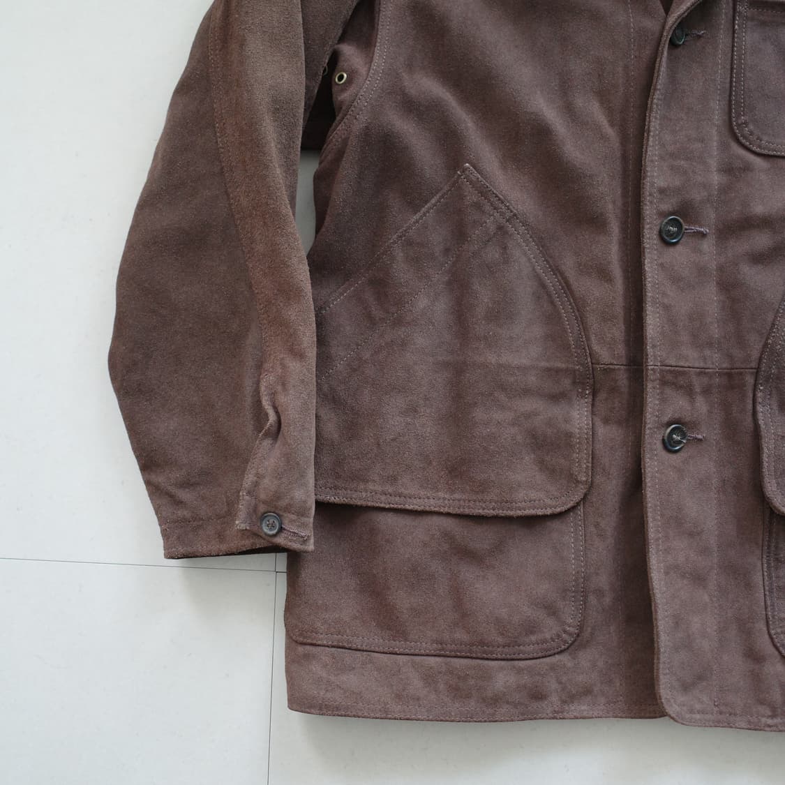 90s 골든베어 스웨이드 헌팅 자켓 코듀로이 카라 Made In USA 상품이미지4
