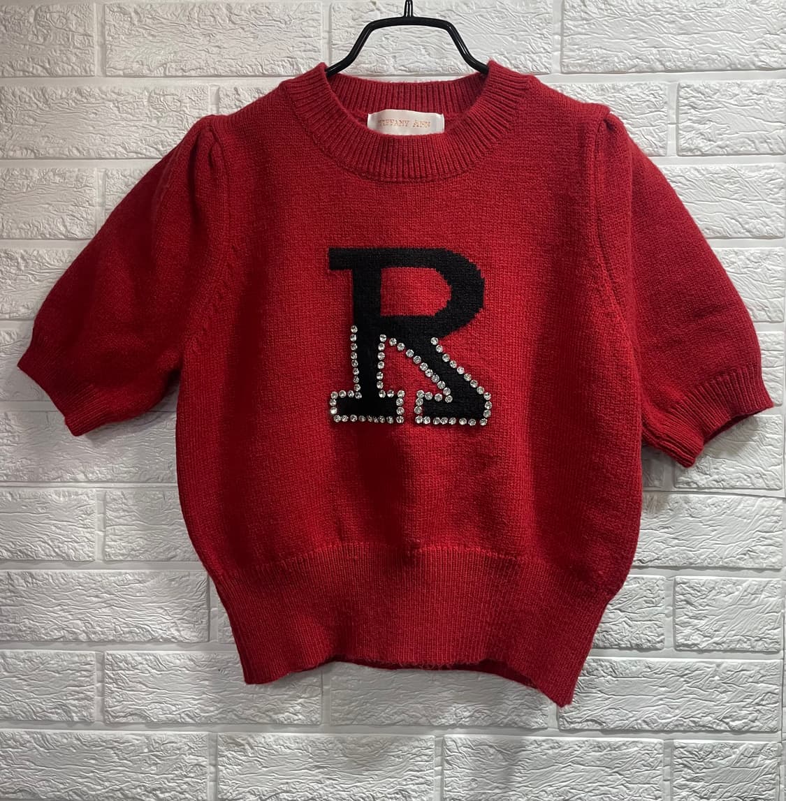 티파니앤 반팔큐빅니트 빨간니트 레드니트 상품이미지1