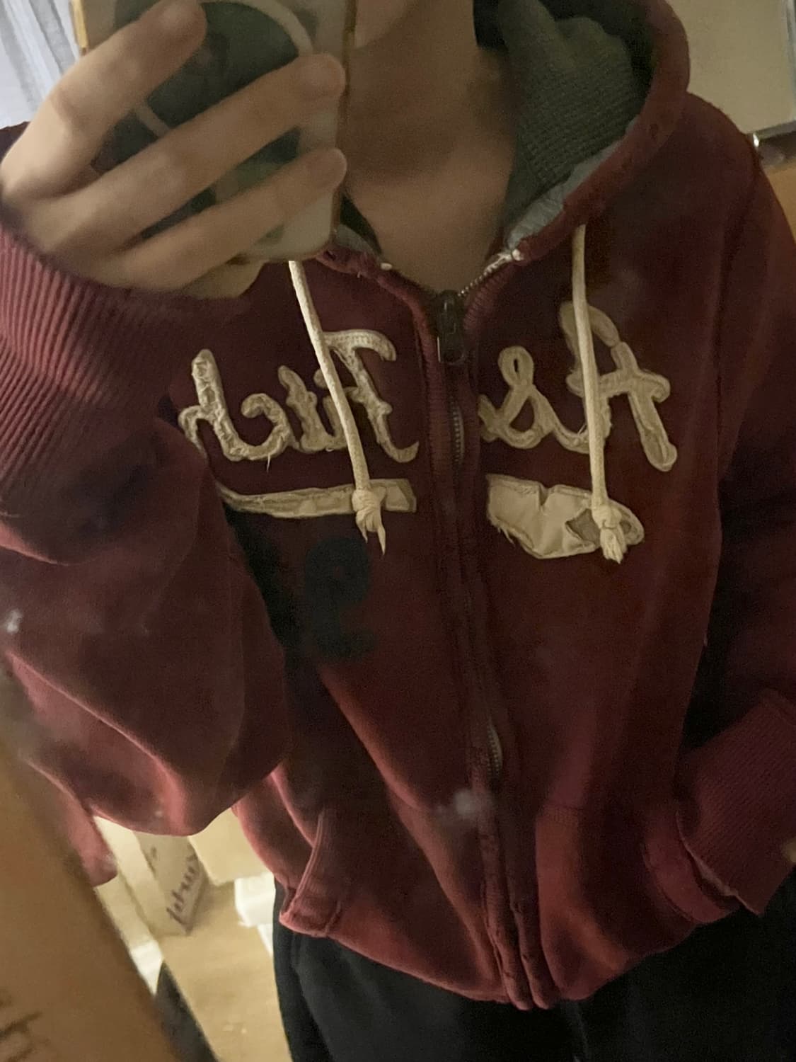 아베크롬비 버건디 후드집업 상품이미지1