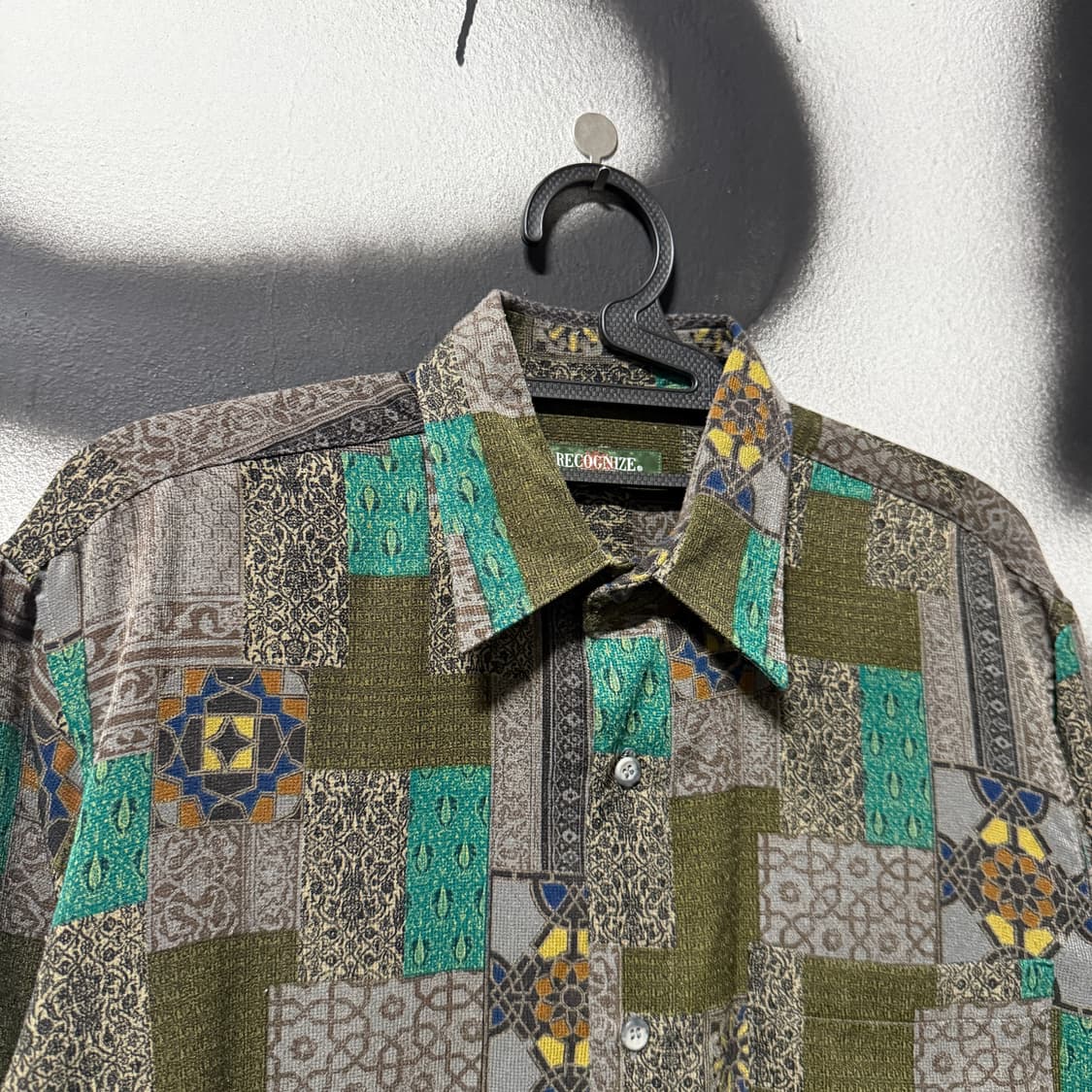 VTG 빈티지 에스닉 오리엔탈 풀 패턴 원 포켓 긴팔 셔츠 상품이미지3