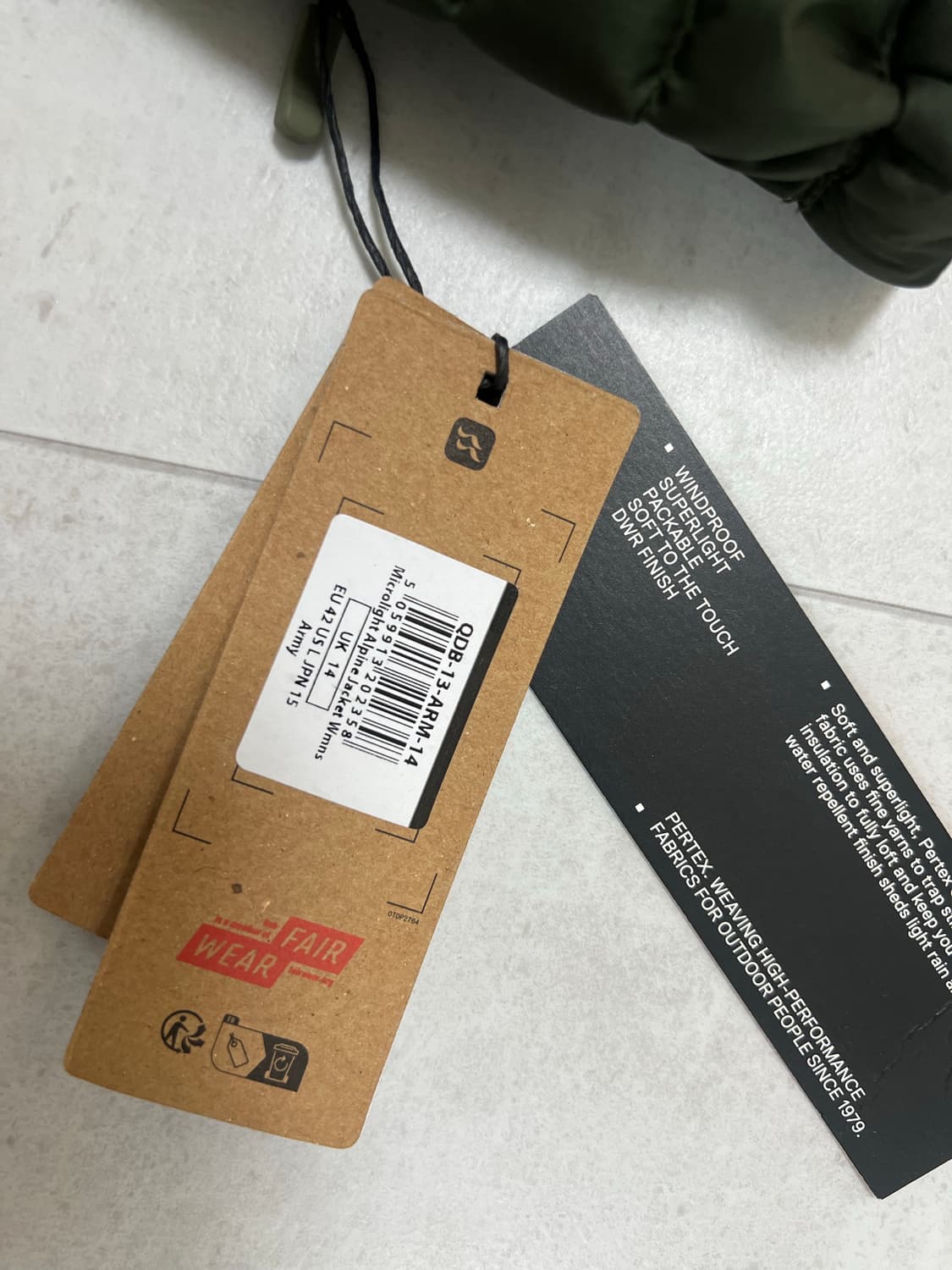 랩 마이크로라이트 알파인 여성용 자켓_ARMY 상품이미지4