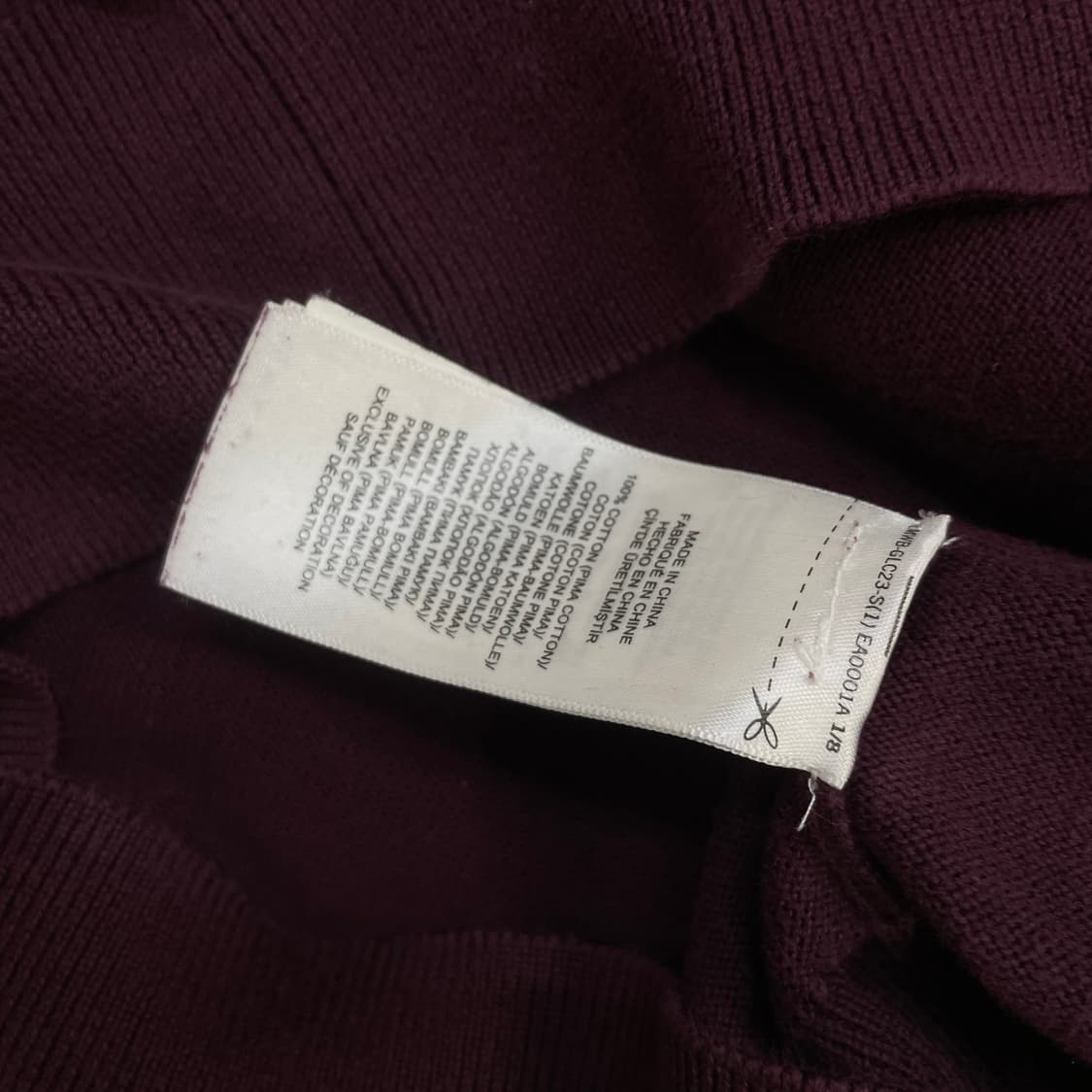 폴로 랄프로렌 포니 로고 피마코튼 브이넥 니트 버건디 상품이미지5