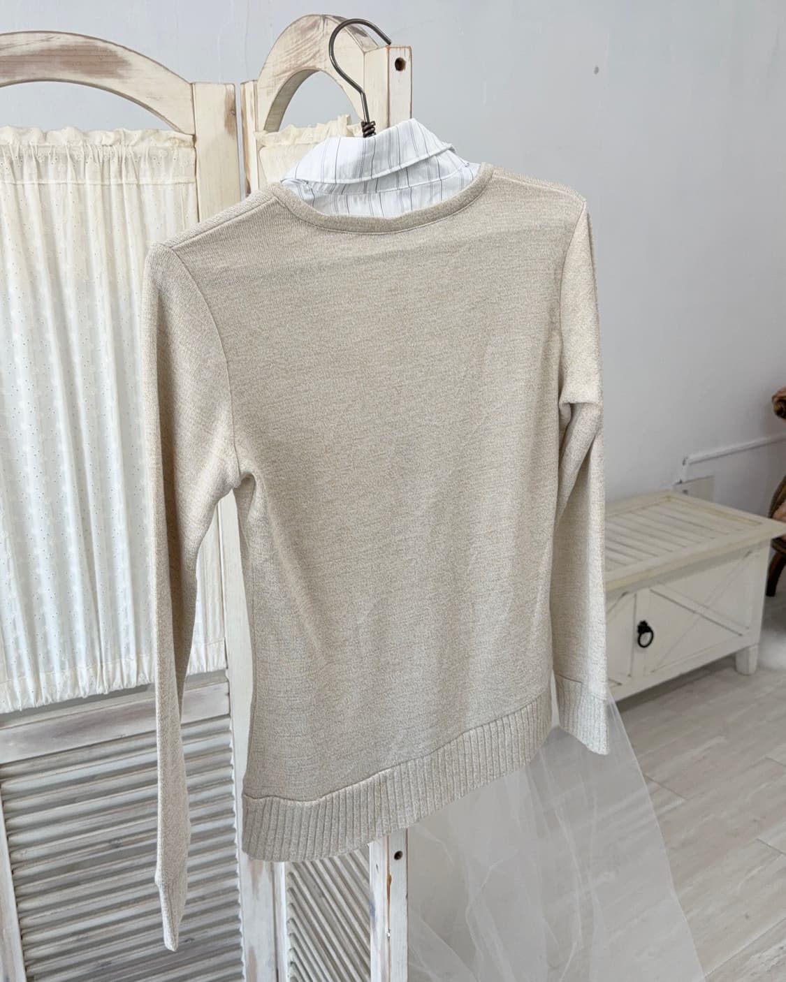 Geekchic Beige shirt layered knit 상품이미지10