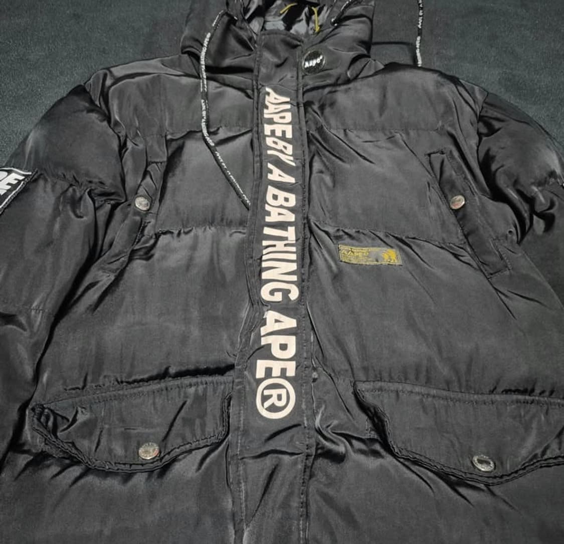 [정품] 베이프 AAPE  레터링 피쉬테일 롱패딩 L 블랙  상품이미지2