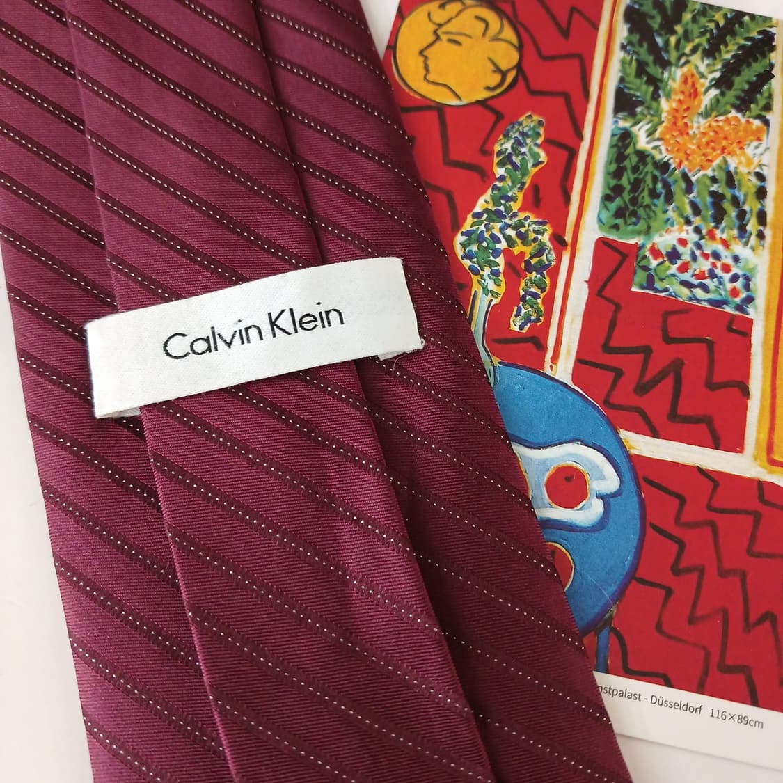 캘빈클라인 레드와인 실크 스트라이프 넥타이 8.6cm A등급 A19226 상품이미지4