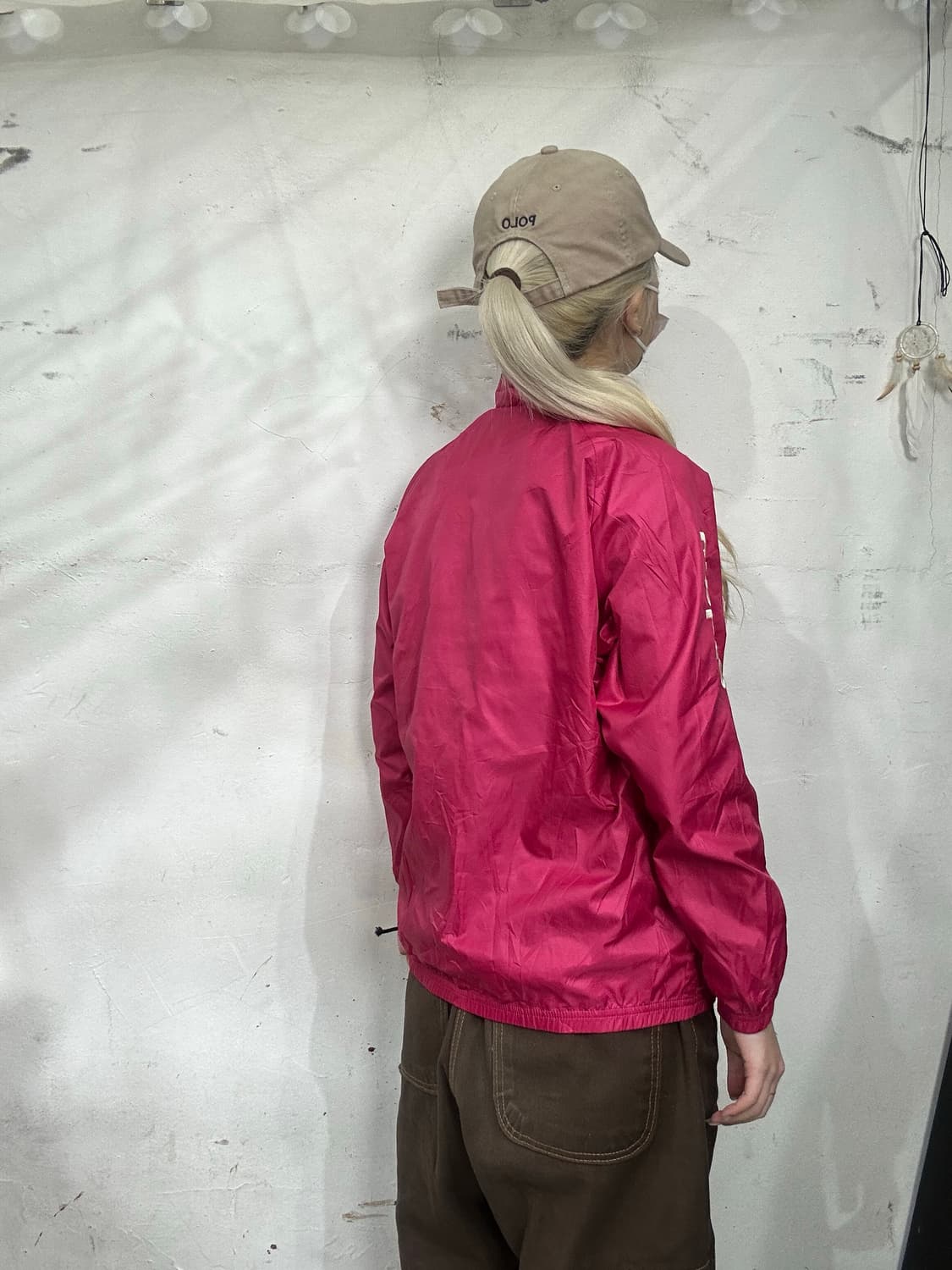 엄브로 일본판 핑크 프린팅 오버핏 바람막이 트랙 자켓  상품이미지3