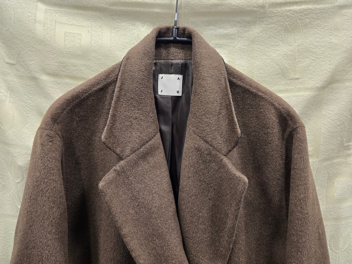 자주 JAJU 핸드메이드 브라운 더블 모직 롱코트 M(66) 상품이미지2