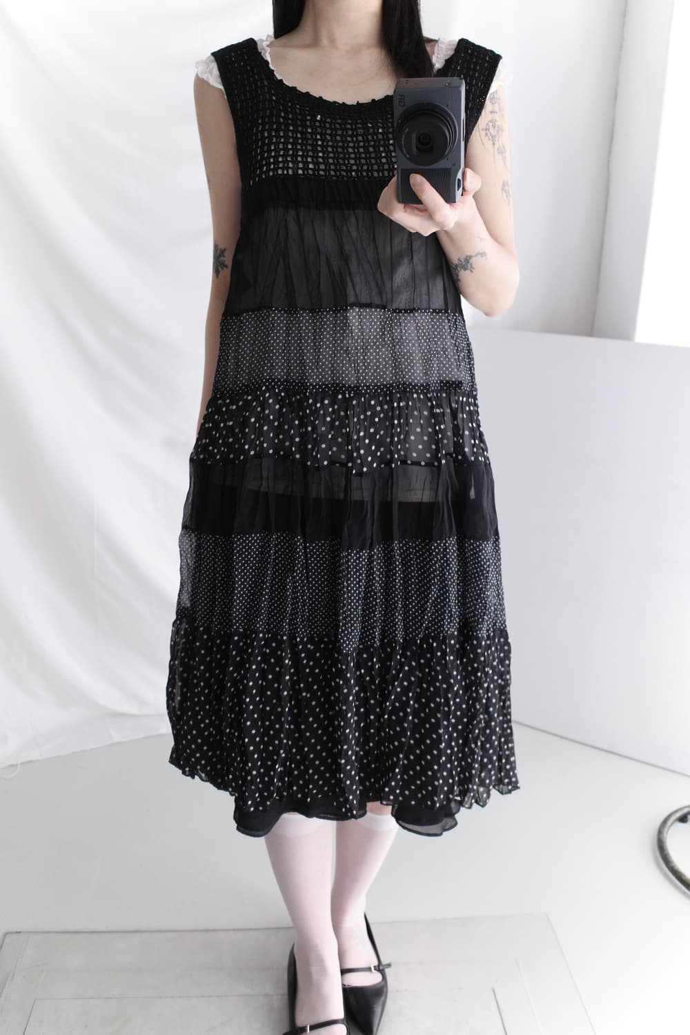 dot layered sleeveless one-piece 상품이미지2