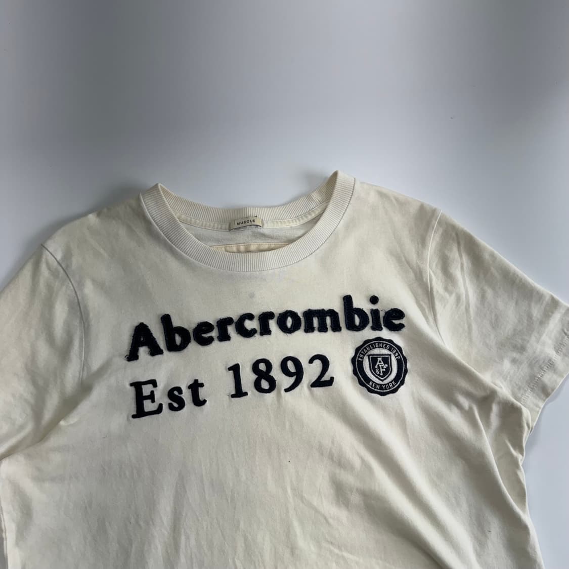 Abercrombie 아베크롬비 스펠아웃 로고 아이보리 반팔 상품이미지4