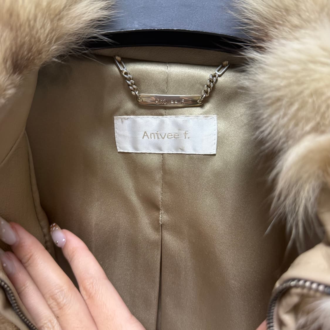 Aniveef 양가죽/여우털 100 % 모피 퍼 가죽자켓 갸루 Y2k 상품이미지5