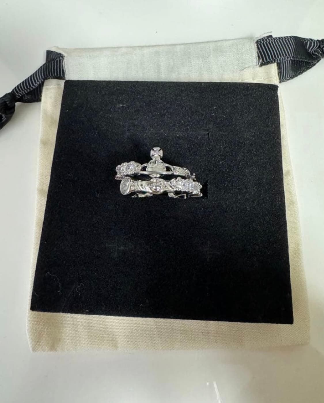 비비안웨스트우드 아카이브 크리스탈 실버 orb링 반지 상품이미지1