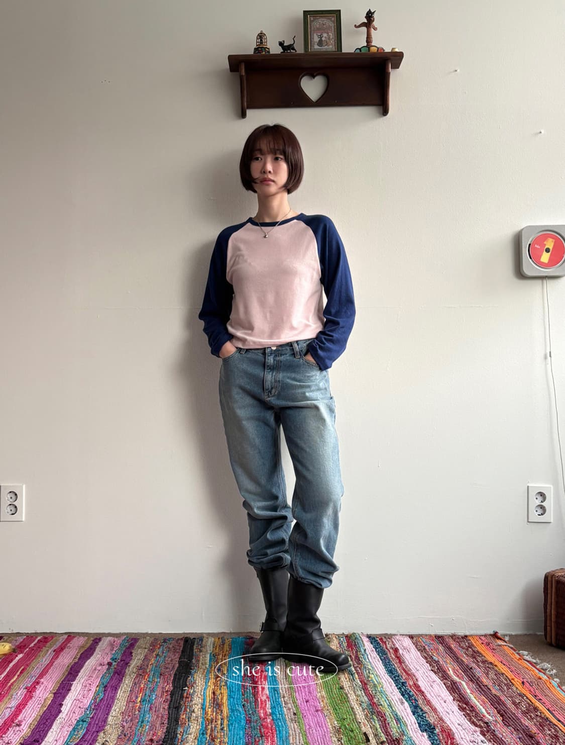 쉬이즈큐트 플러피 티셔츠 블루 새상품 상품이미지1