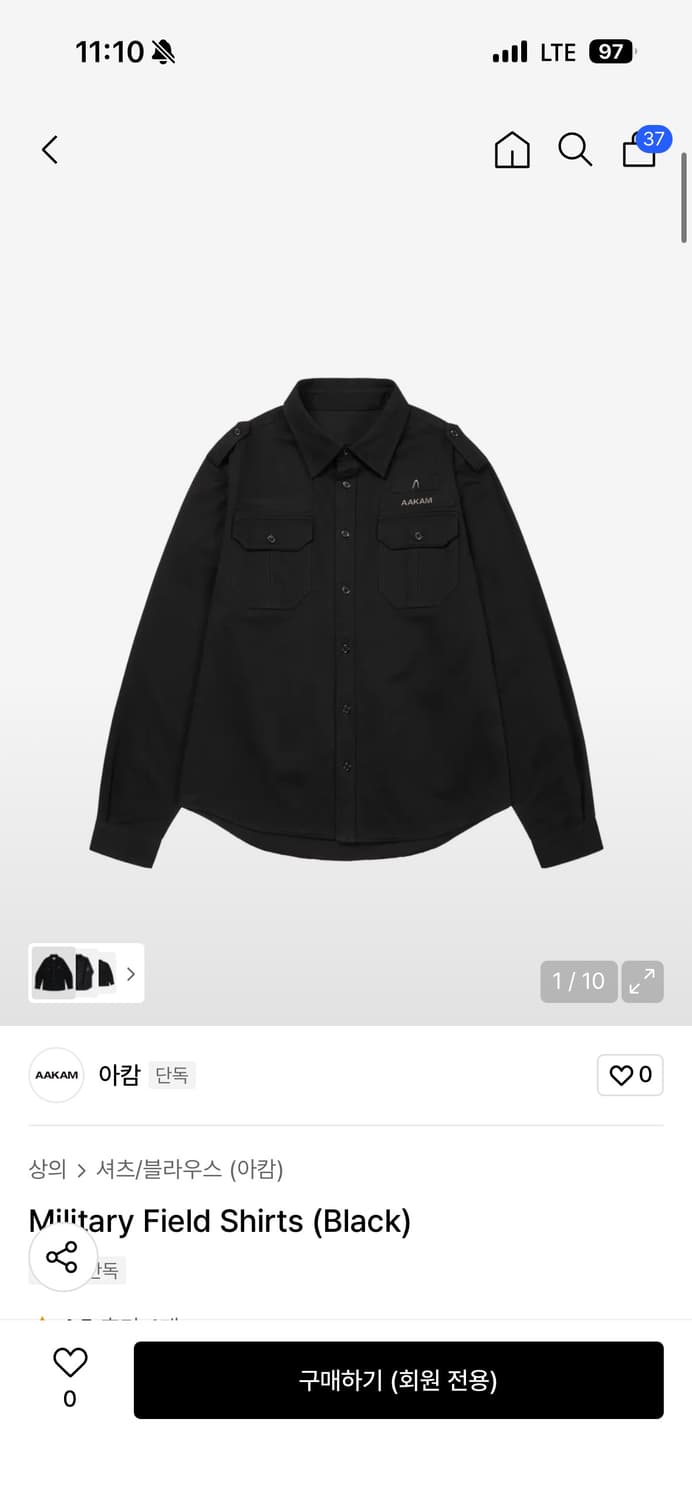 아캄 Military Field Shirts (Black) 상품이미지1