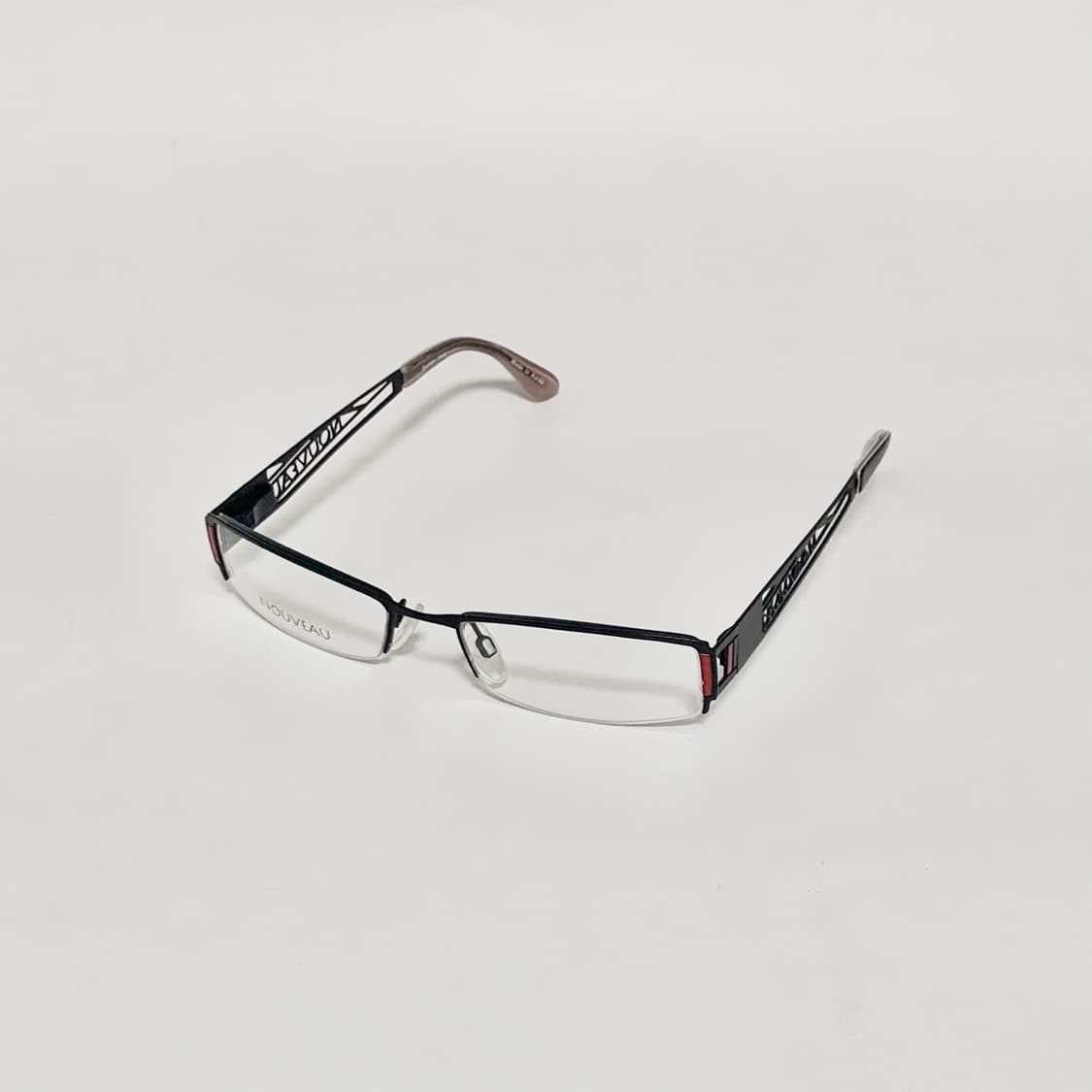1137 데드스탁 빈티지 안경테 Y2K 긱시크 슬림 스퀘어 반무테 블랙 상품이미지2