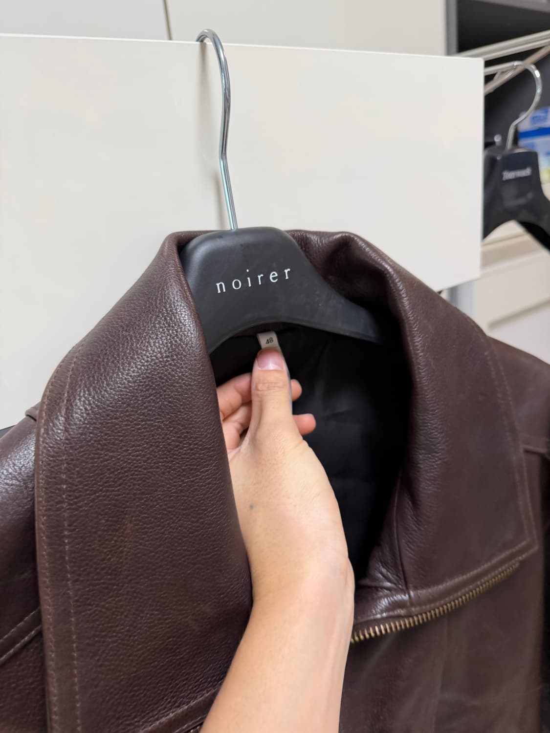 노이어 엔틱 카우 레더 하이넥 블루종 48 상품이미지4