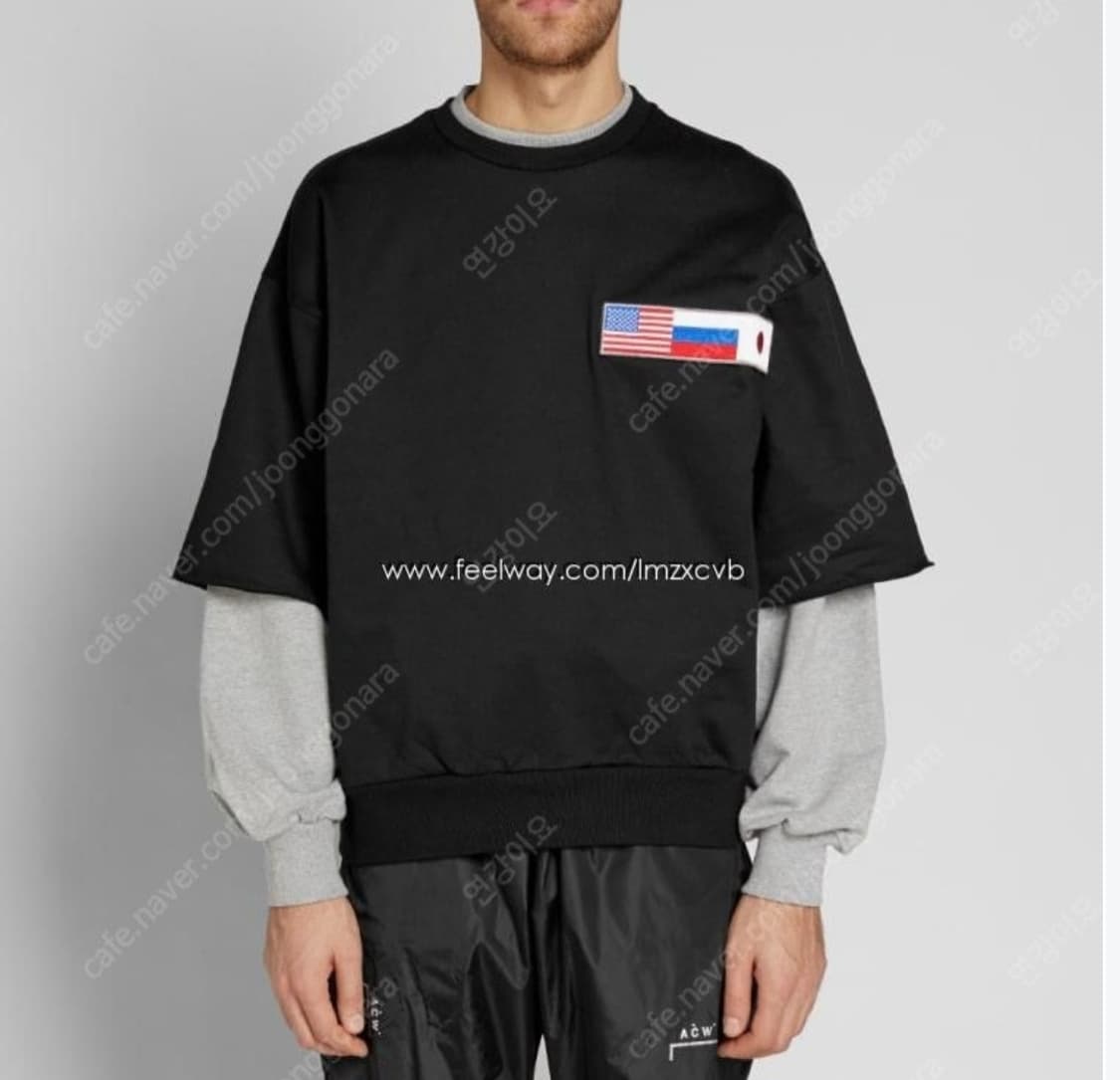 고샤 더블슬리브 맨투맨 크루넥 블랙s 상품이미지1