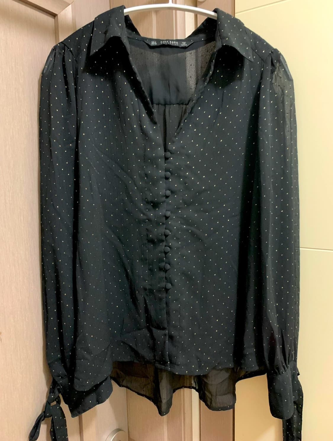 자라 zara 시스루 글리터 리본 스트랩 블라우스 상품이미지1