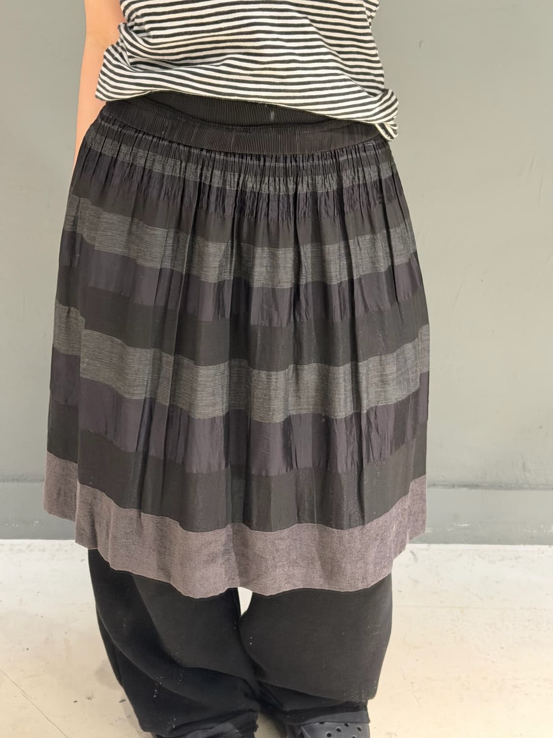 banding line stripe pattern skirt 상품이미지2