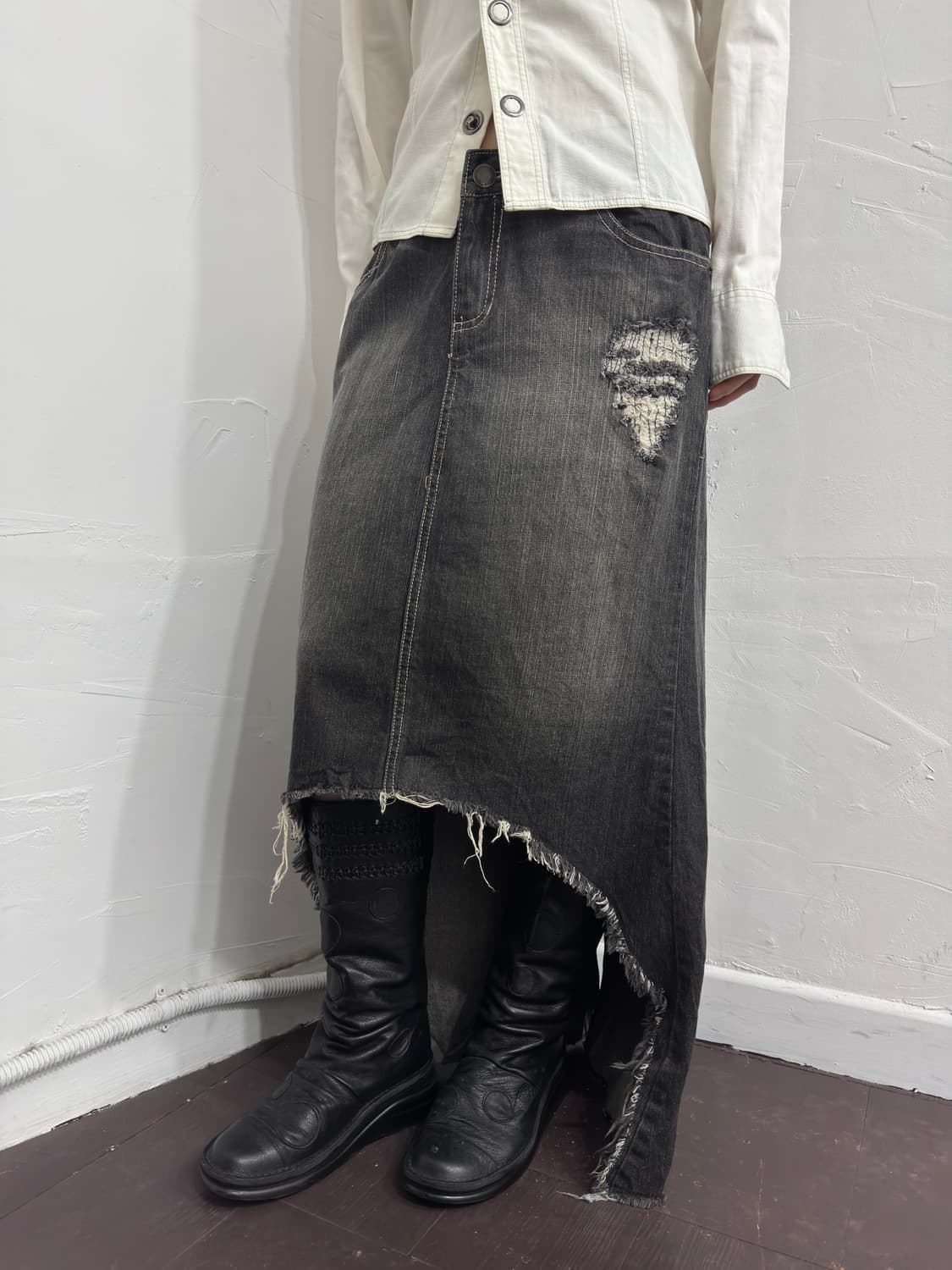 denim design skirt 상품이미지5