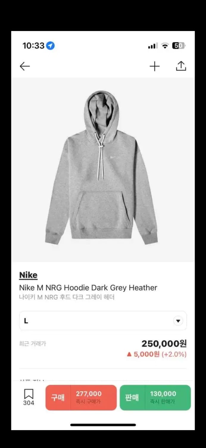 나이키 nrg 초판 진그레이 후드 L사이즈 상품이미지1