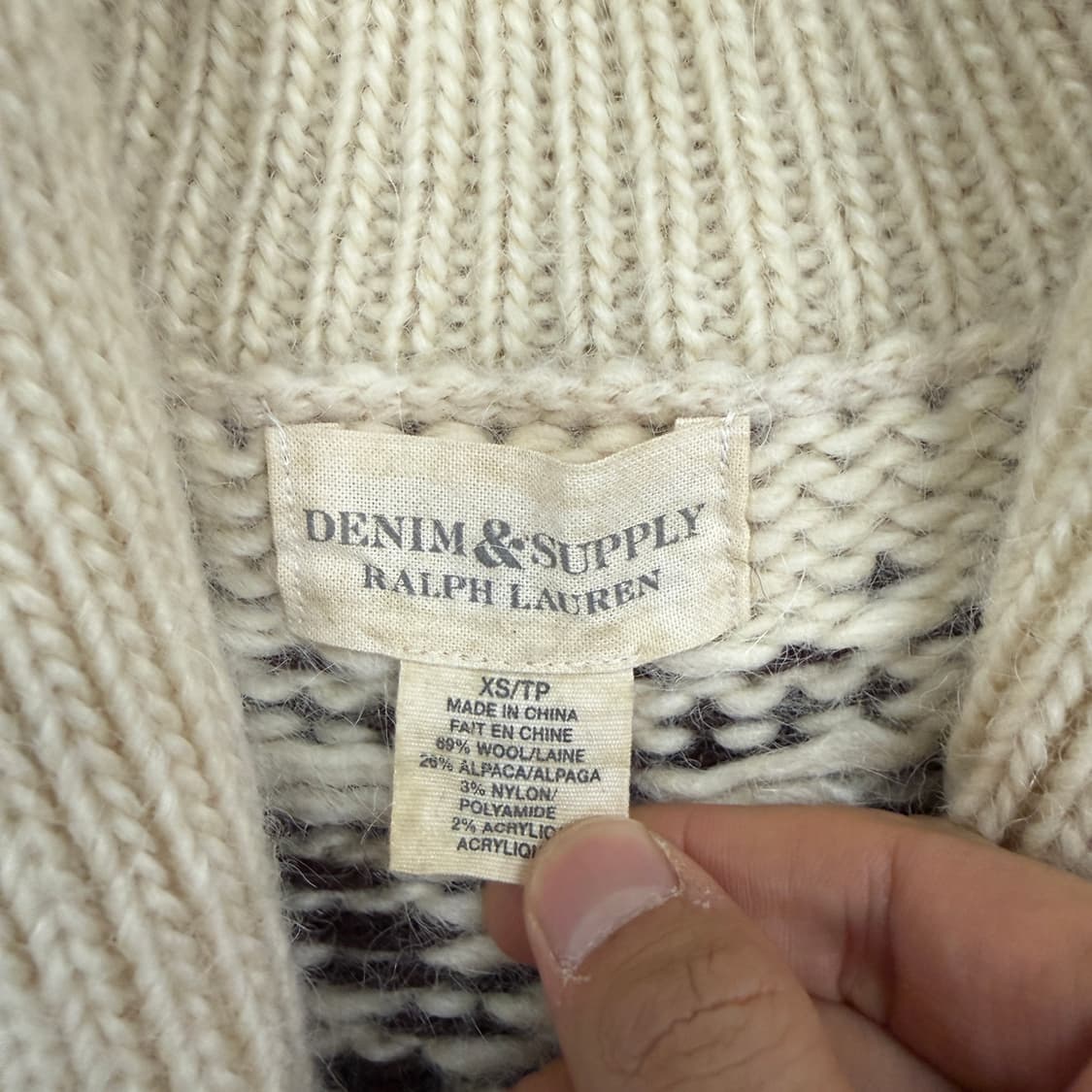 (XS)폴로 랄프로렌 데님앤 서플라이 눈꽃 울 숄 가디건 상품이미지2