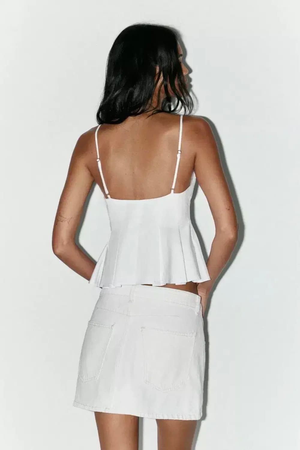 ZARA 자라 포플린 크롭트 탑, 자라 플레어 탑, 자라 플레어 나시 상품이미지7