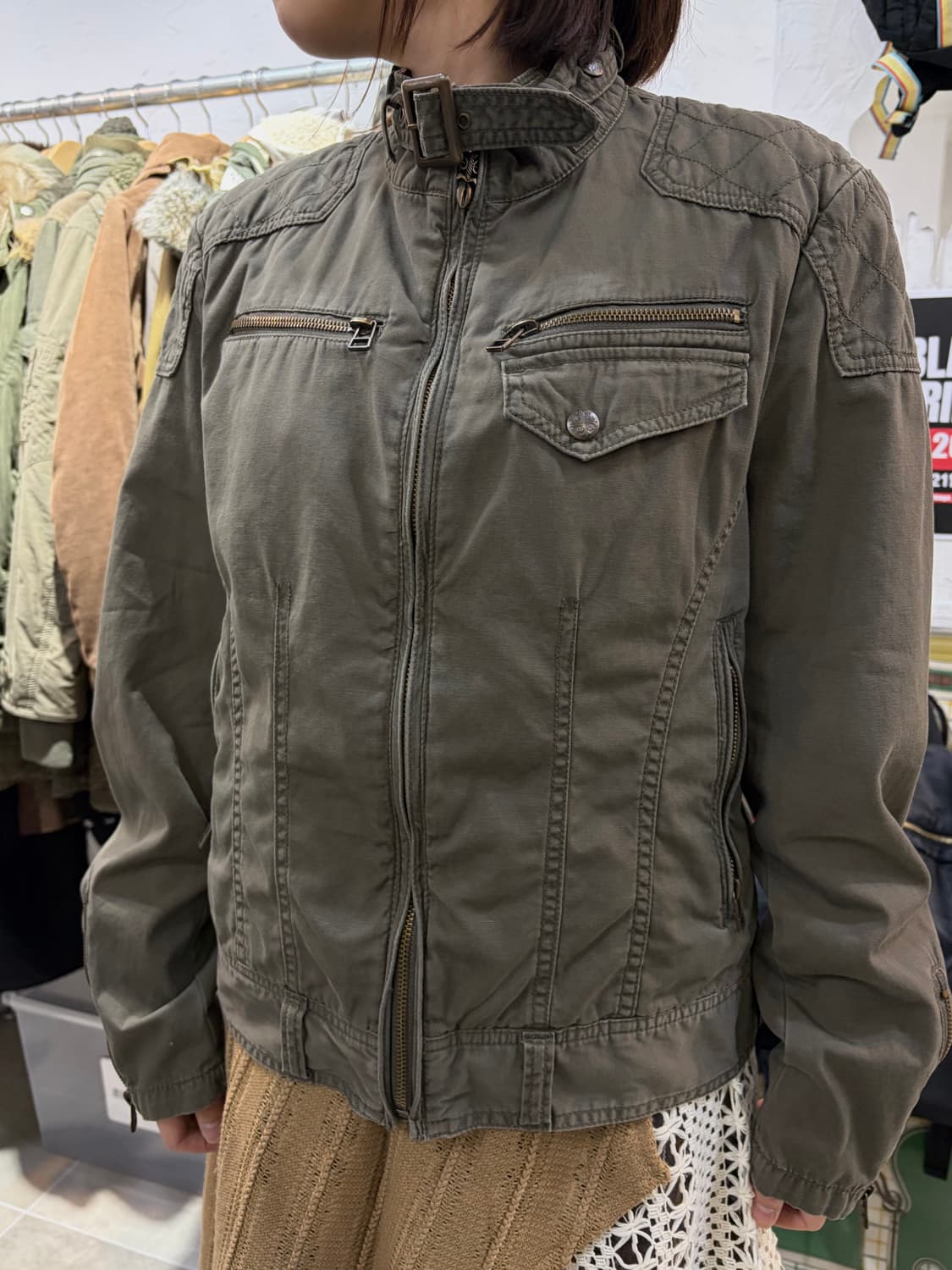 일본 빈티지 Spinash 락펑크 카고 넥버클 집업 자켓 상품이미지1