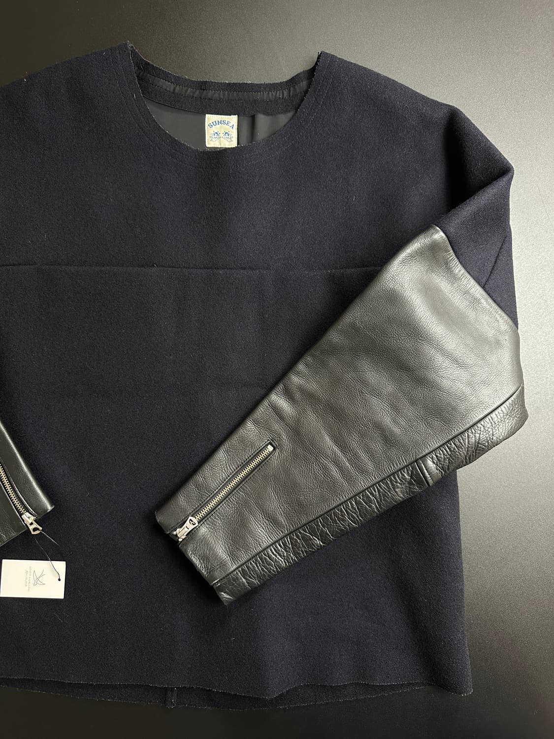 Sun sea leather melton jacket 상품이미지3