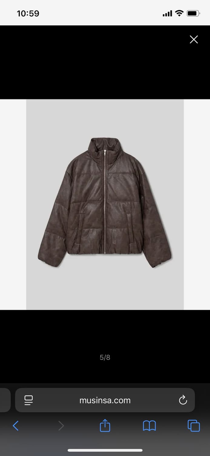 에잇세컨즈 페이크 레더 숏 푸퍼 브라운 m 상품이미지2