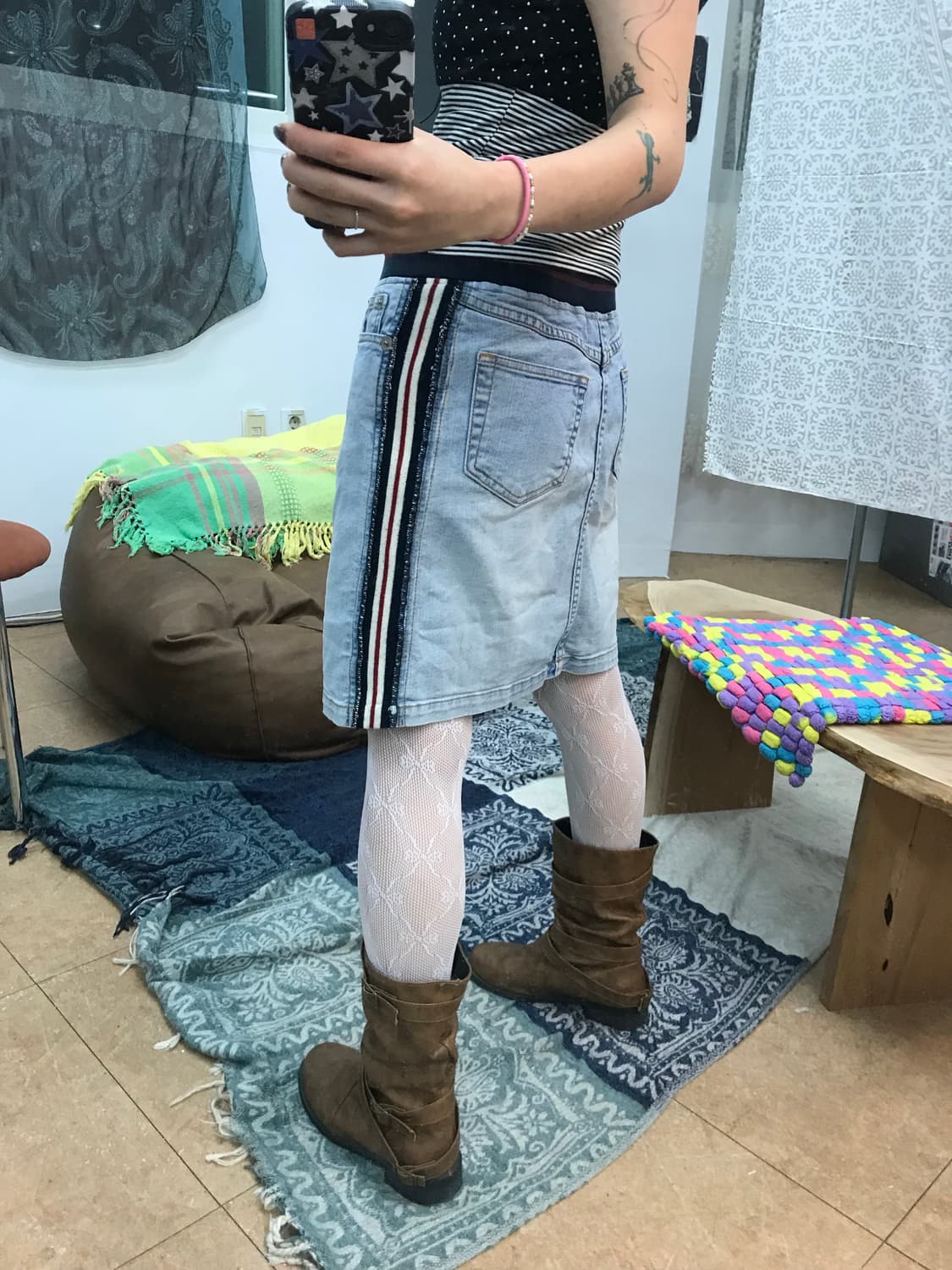 빈티지 여성 사이드라인 연청 데님스커트 상품이미지1