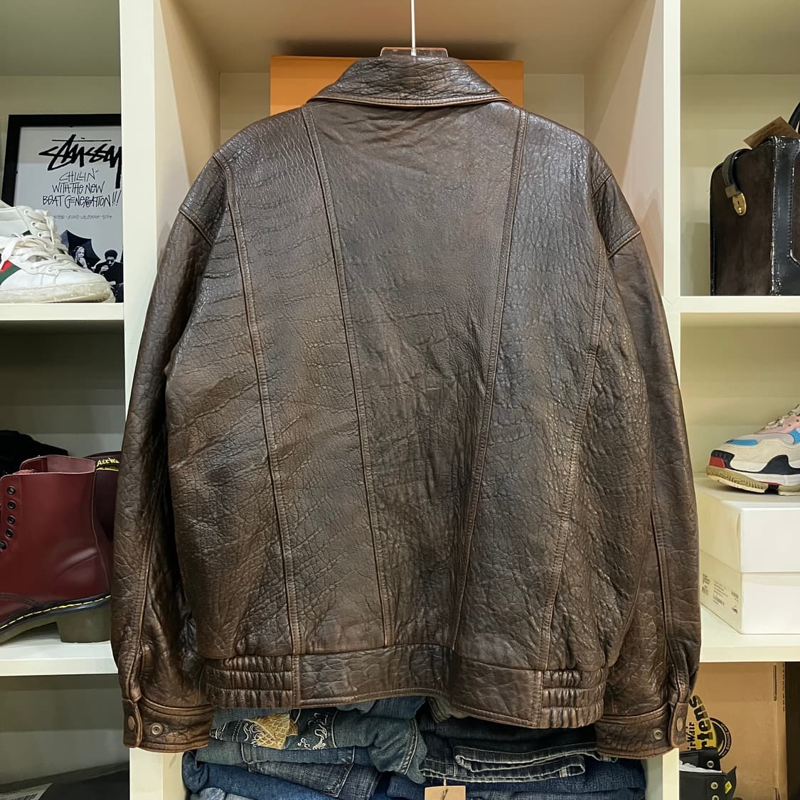 VTG 무스탕 & 레더 봄버 자켓 브라운 상품이미지2