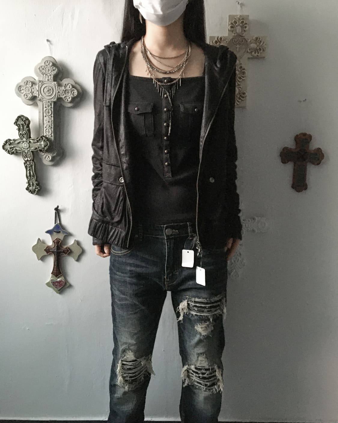 Fabric point hood zip up 상품이미지10