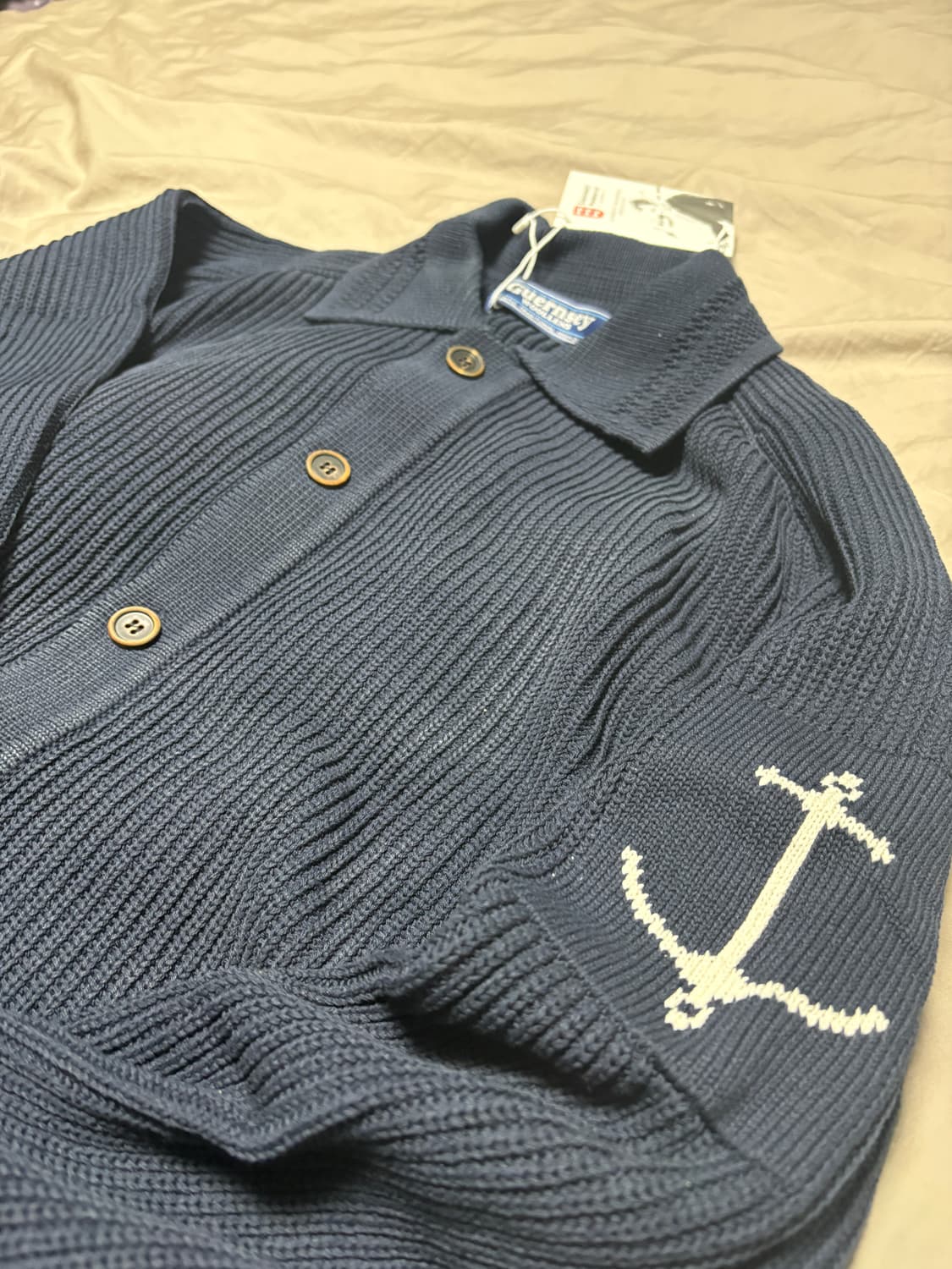 (새상품) 건지울른스 카라가디건 네이비 xl 상품이미지2